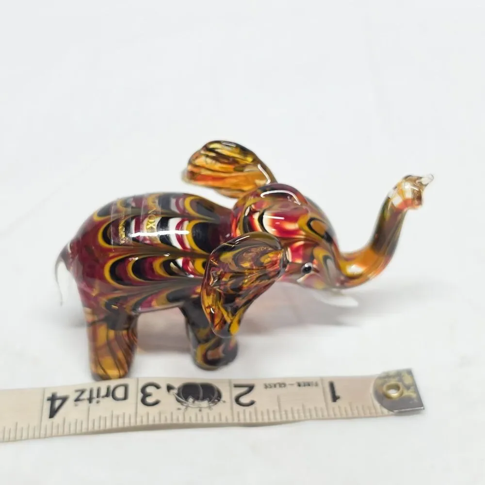 Vintage LENOX Amber Red Elephant Art Glass Handblown Figurine